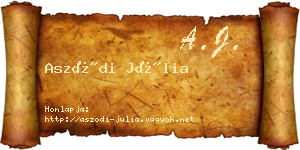 Aszódi Júlia névjegykártya